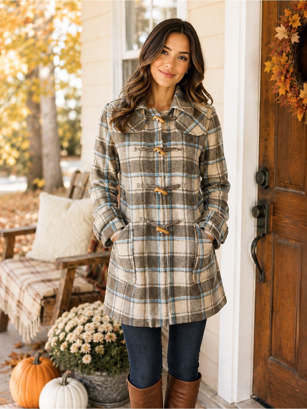 GAP Plaid Toggle Coat – Women’s XS | Cozy Wool Blend | Fall Essential 🍂